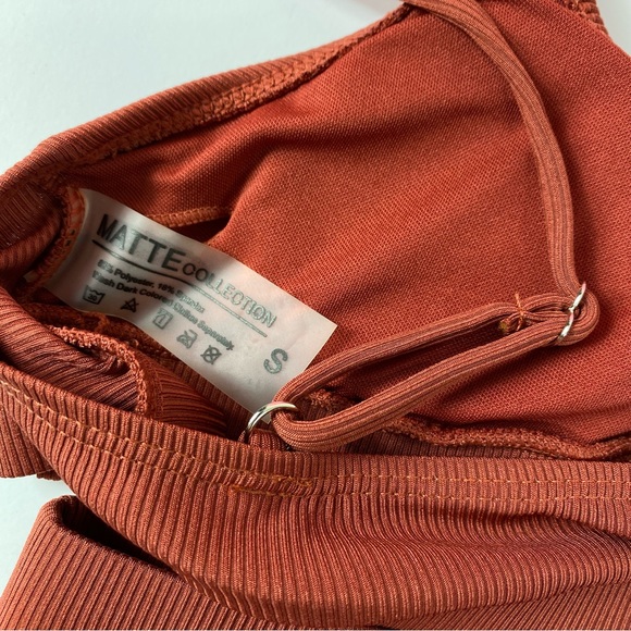 Matte Collection Swimwear Orion Burgundy/Brown Ribbed 2 Piece Set - Picture 11 of 12